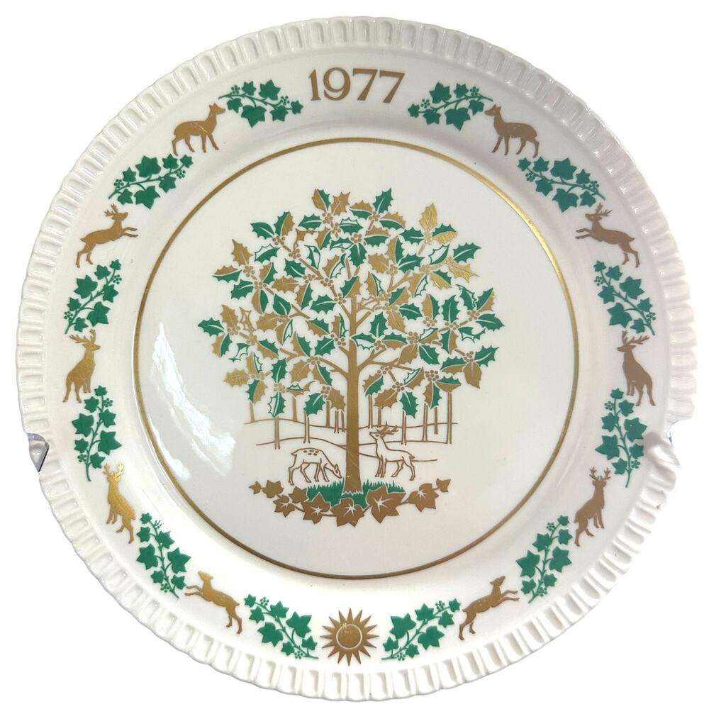 Vintage 1977 Spode Christmas Plate Holly & Ivy Bone China England 8th Annual